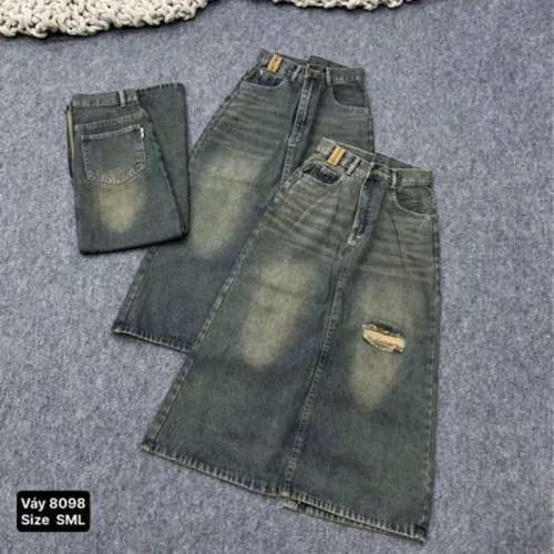 Váy Suông Dài - Váy Jeans Nữ - Váy Nữ Thắt Nơ - Quần Suông Dài - Quần Bí Ngô - Chất Liệu Vải Đẹp Dày Mềm Không Co Giãn Mặc Bền Đẹp (Nhiều Mẫu)