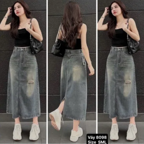 Váy Suông Dài - Váy Jeans Nữ - Váy Nữ Thắt Nơ - Quần Suông Dài - Quần Bí Ngô - Chất Liệu Vải Đẹp Dày Mềm Không Co Giãn Mặc Bền Đẹp (Nhiều Mẫu)