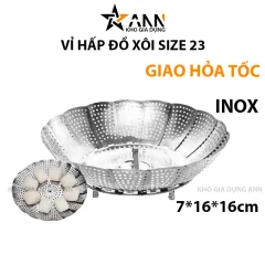 Vỉ Hấp Đồ Xôi Inox Size 23 Xòe Cánh 3 Chân 16x16x7cm