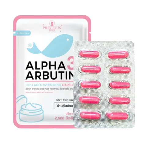 Viên Bột Kích Trắng Body Con Cá Alpha Arbutin 3 Plus+ Thái Lan Hỗ Trợ Chống Nắng - Túi 10 Viên