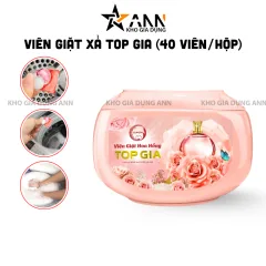 Viên Giặt Top Gia Hương Hoa Hồng - Hộp 40 Viên Giặt Quần Áo