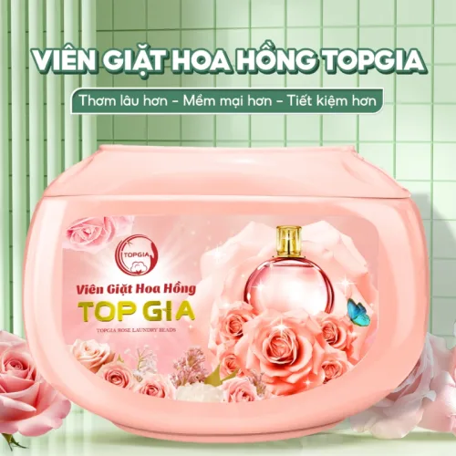 Viên Giặt Top Gia Hương Hoa Hồng - Hộp 40 Viên Giặt Quần Áo