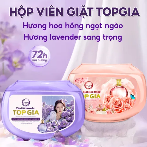 Viên Giặt Top Gia Hương Hoa Hồng - Hộp 40 Viên Giặt Quần Áo