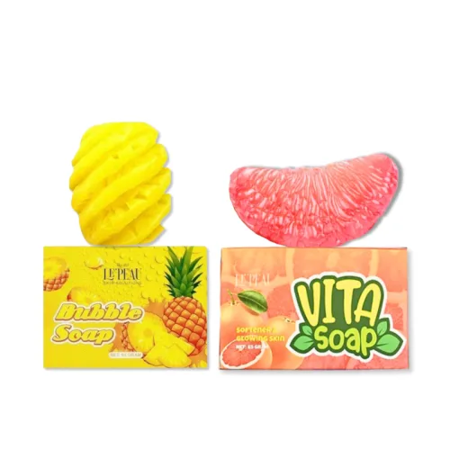 Khám phá Xà Bông Tắm Trắng Body Khóm Bubble Soap 65g & Bưởi Vita Soap 85g Le Peau - Combo 2 (1 Khóm + Tặng 1 Bưởi) thuộc nhóm le peau