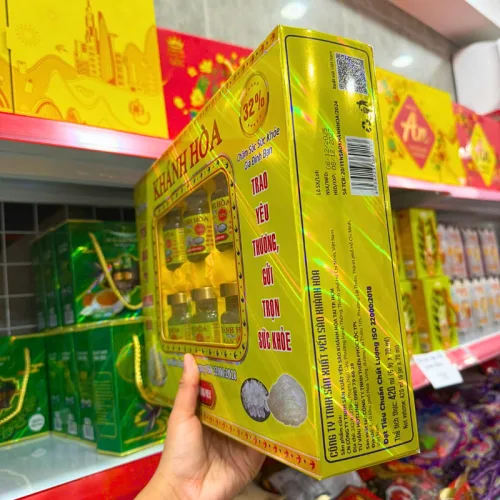 Yến Chưng Đường Phèn Khánh Hòa KHNest 32% Hộp Vàng 6 Hủ 70ml