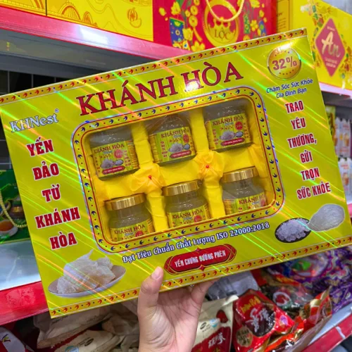 Yến Chưng Đường Phèn Khánh Hòa KHNest 32% Hộp Vàng 6 Hủ 70ml