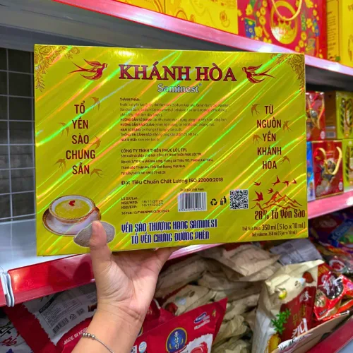 Yến Chưng Đường Phèn Khánh Hòa Saminest 28% Set 5 Hủ 70ml Hộp Màu Vàng