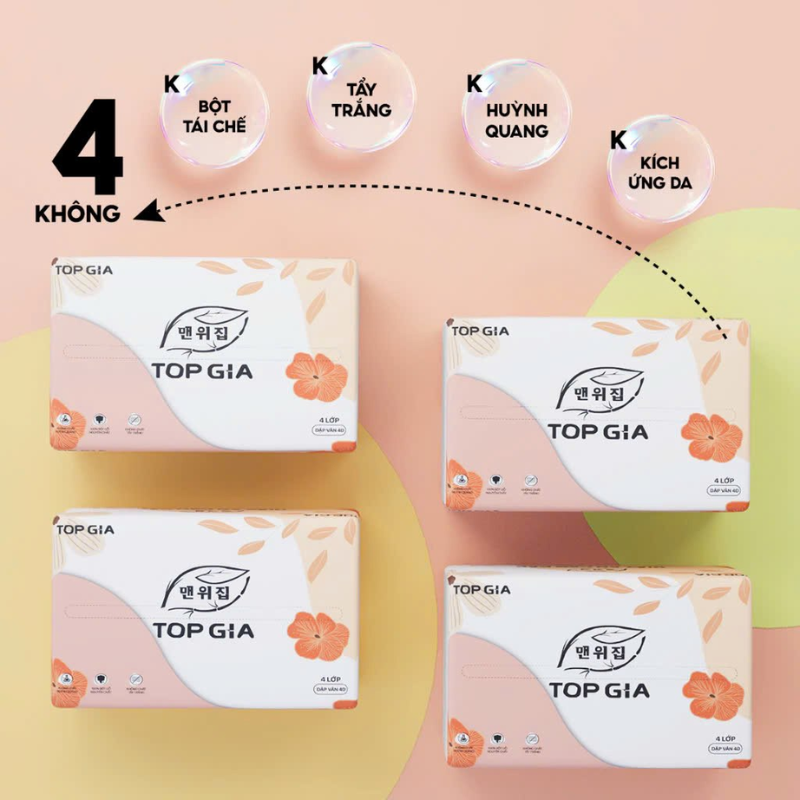 Thùng 16 Gói Khăn Giấy Rút Top Gia Sắc Hạ 240 Tờ x 4 Lớp