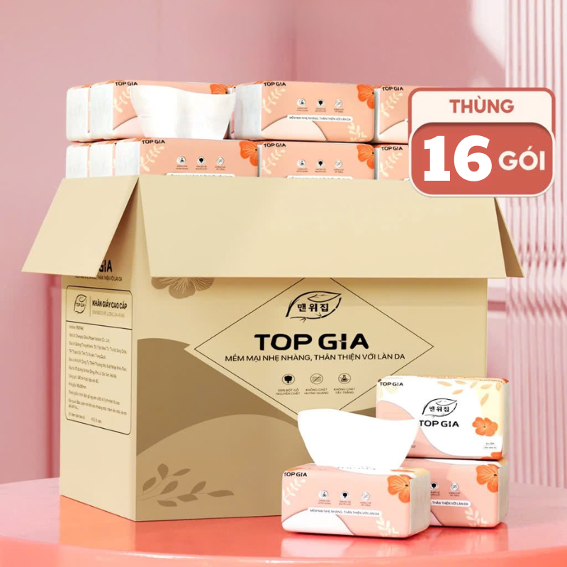 Cận cảnh các gói khăn giấy Top Gia trong thùng