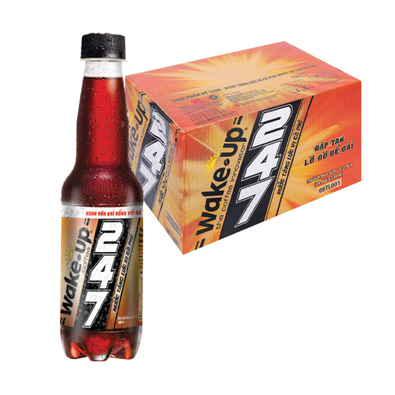 Nước Tăng Lực Vị Cà Phê WAKE-UP 247 Thùng 24 Chai 330ml