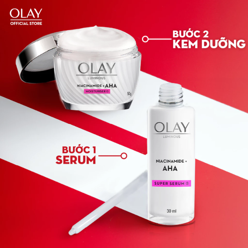 Minh họa thứ tự serum trước rồi đến kem dưỡng trong routine tối