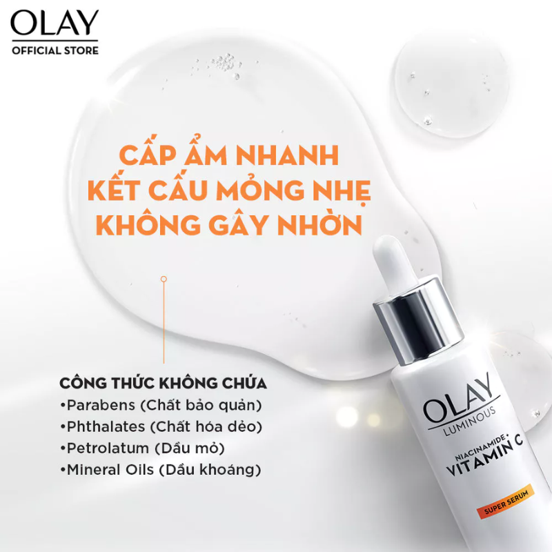 Nền serum loang mỏng kèm dòng chữ nhấn vào cảm giác cấp ẩm nhanh