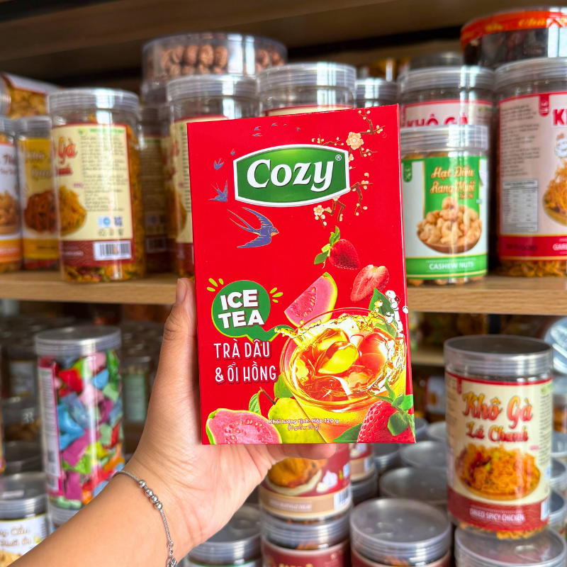 Mặt trước hộp với tên hương vị và quy cách 8 gói x 15g
