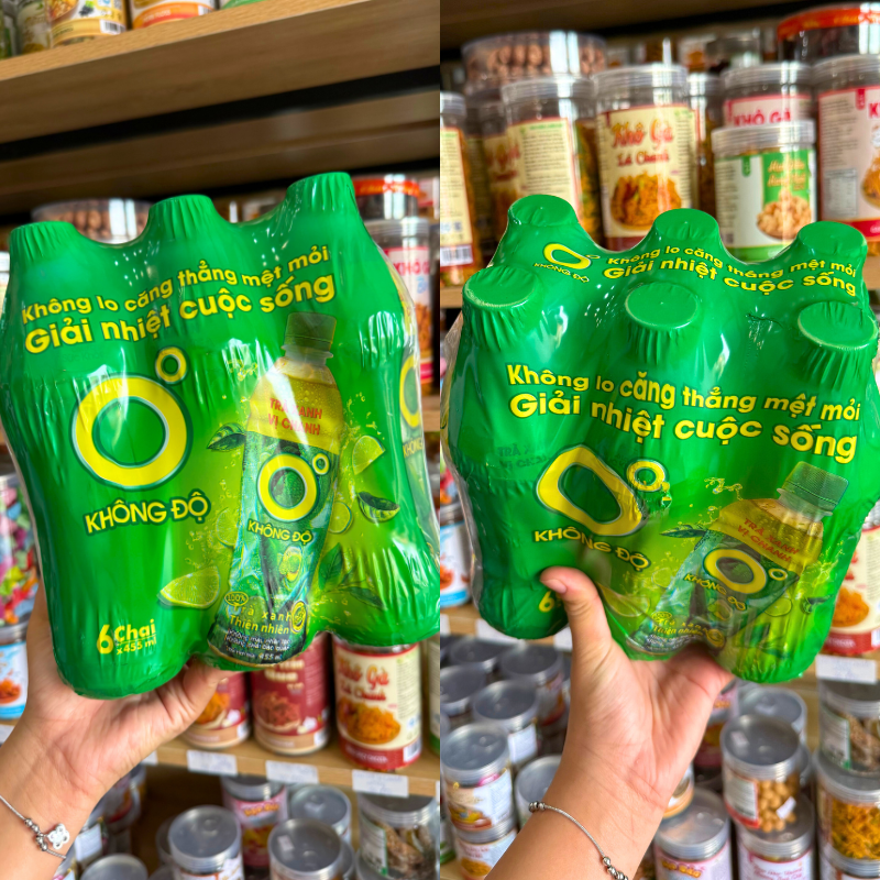 Set 6 Chai Trà Xanh Không Độ Number 1 Vị Chanh Thiên Nhiên 455ml/Chai