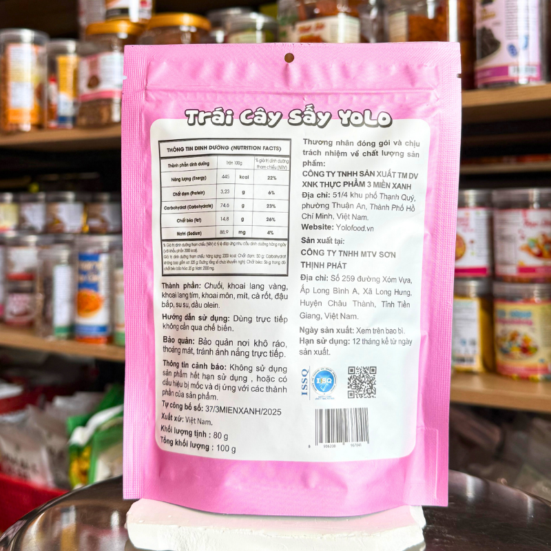 Mặt sau bao bì với thành phần, hướng dẫn dùng và quy cách