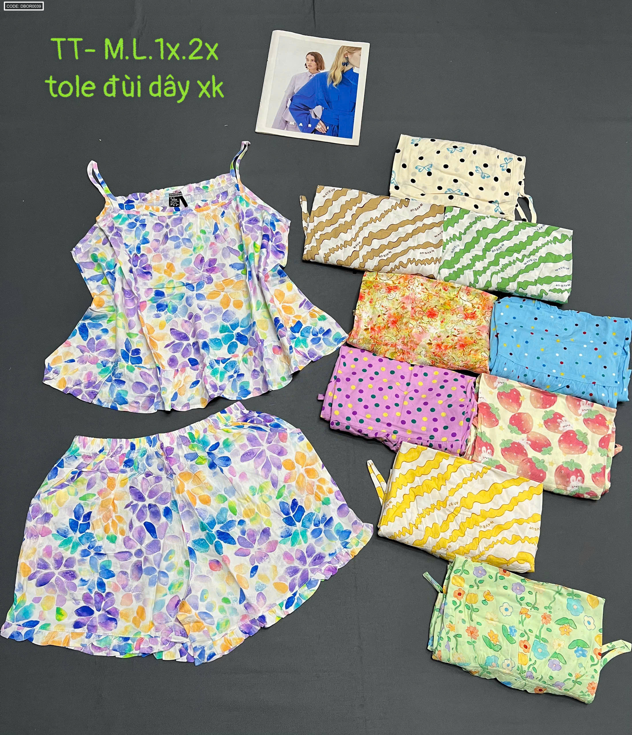 Bộ mặc nhà nữ tole đùi dây M-L-1X-2X