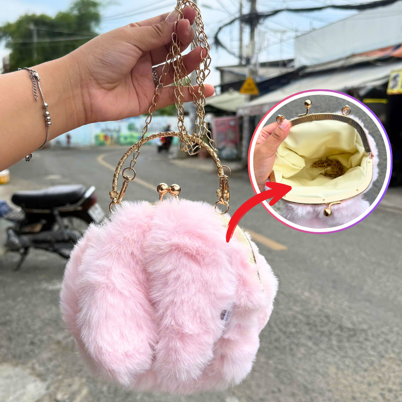 Túi Thỏ Bông Hồng Gài Có Dây Đeo Dễ Thương - Túi Xách Lót Da Bên Trong Bền Đẹp – một lựa chọn đáng tham khảo trong Quà tặng sinh nhật