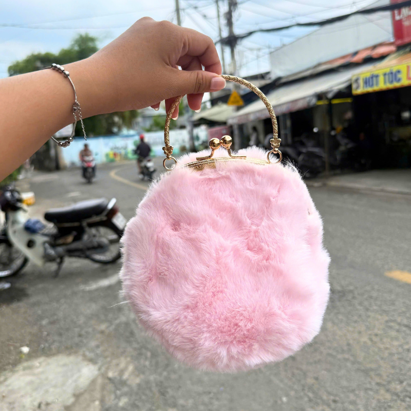 Túi Xách Thỏ Bông Hồng Pastel Có Dây Đeo Dễ Thương