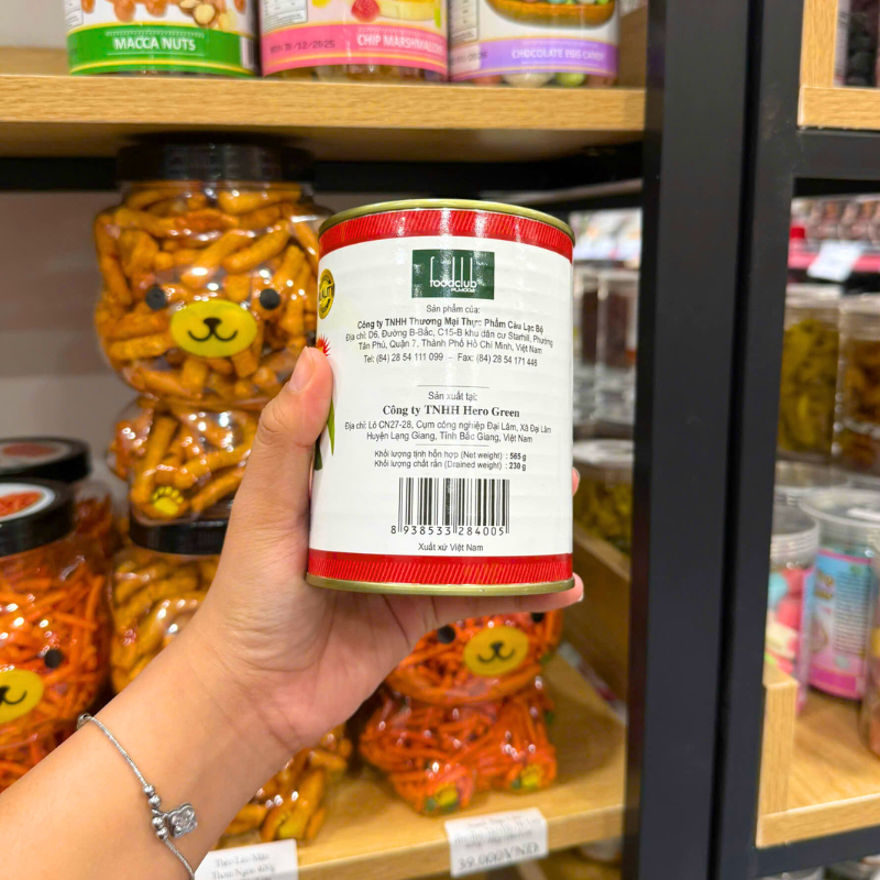 Thông tin nhà sản xuất, khối lượng tịnh và khối lượng chất rắn trên bao bì