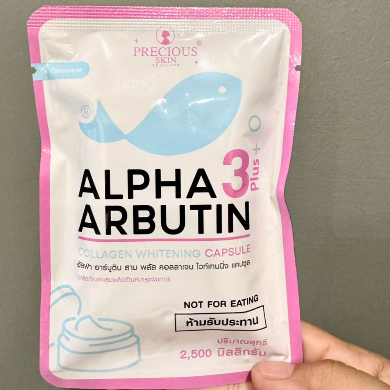 Túi 10 Viên Bột Kích Trắng Body Alpha Arbutin 3 Plus+ Precious Skin Thái Lan Hỗ Trợ Chống Nắng