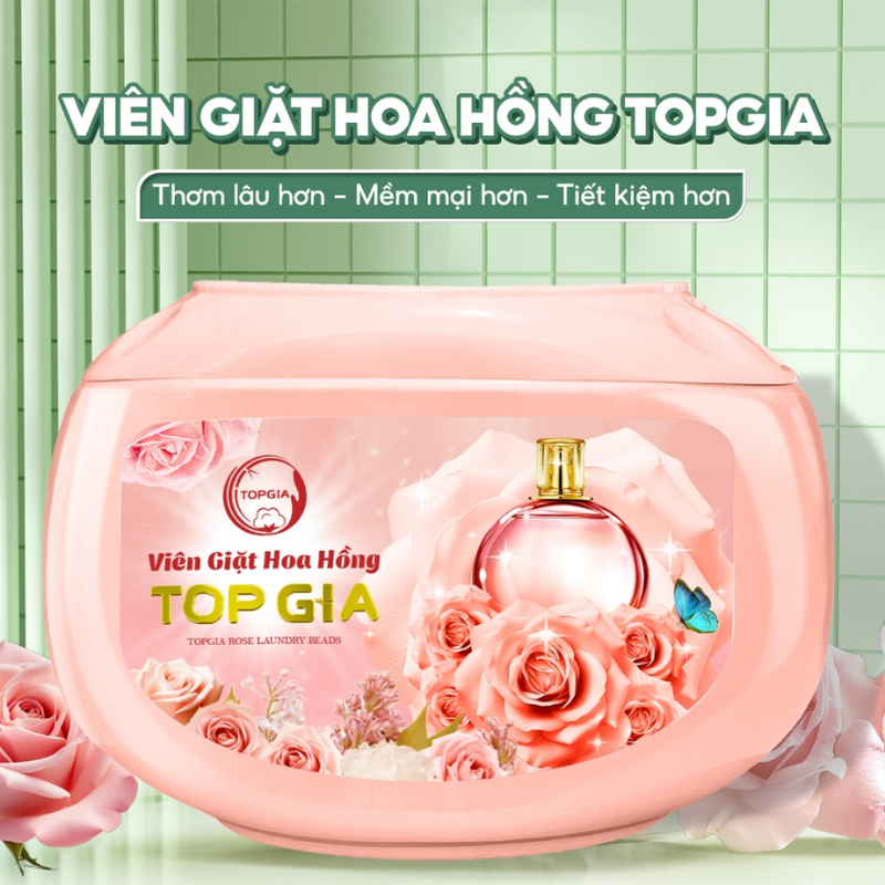 Hộp 40 Viên Giặt Top Gia Hương Hoa Hồng