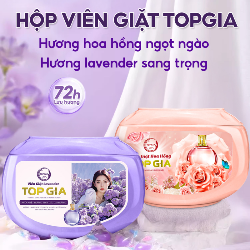 Viên Giặt Top Gia Hương Lavender Hộp 40 Viên