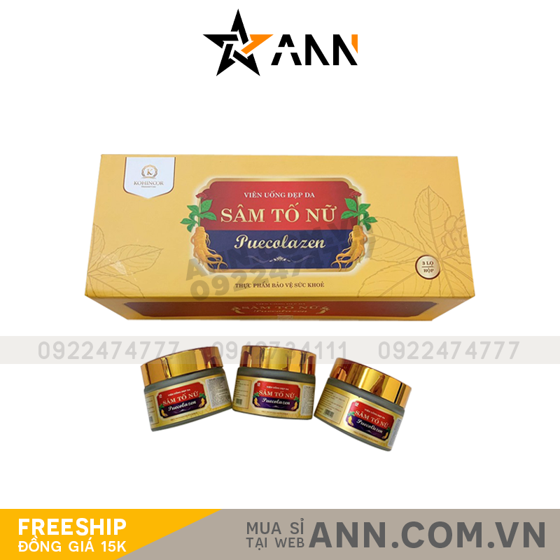 Viên uống sâm tố nữ collagen Puecolazen Kohinoor 45 viên
