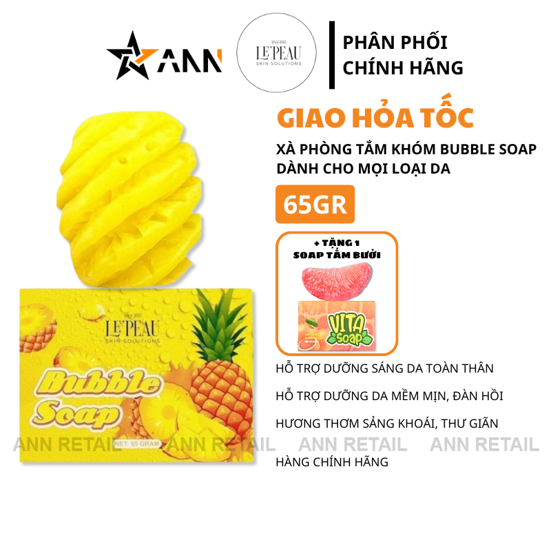 Hình minh họa combo Bubble Soap khóm 65g và tặng Vita Soap bưởi