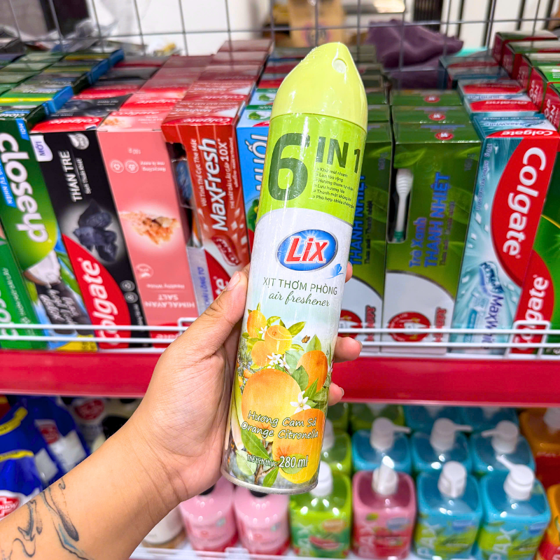 Xịt Thơm Phòng LIX 6 In 1 Hương Cam Sả 280ml