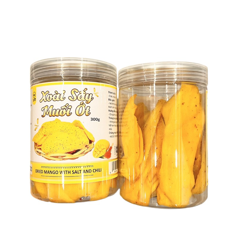 Xoài Sấy Dẻo Muối Ớt Thơm Ngon 300g - Hũ Pet phù hợp để tham khảo khi chọn xoài sấy muối ớt