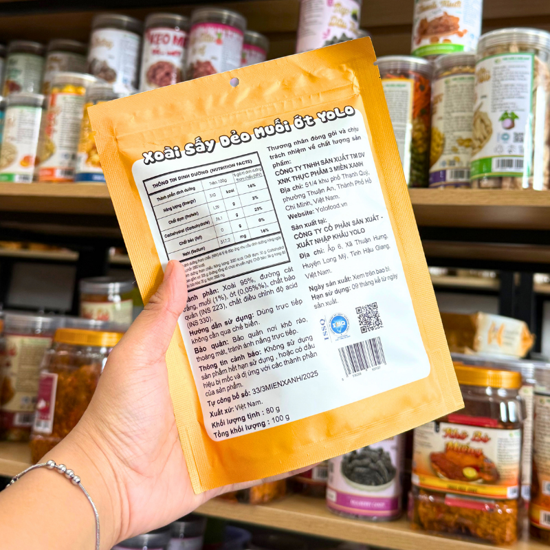 Bao bì sau sản phẩm hiển thị hướng dẫn sử dụng và bảo quản