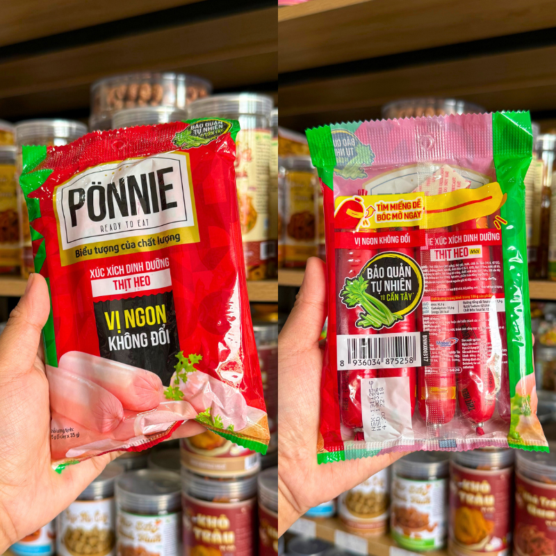 Xúc Xích Gói Dinh Dưỡng Thịt Heo Ponnie - Xúc Xích Ponnie 175g (5 Cây x 35g) – một lựa chọn đáng tham khảo trong Đồ ăn đóng hộp, xúc xích, lạp xưởng