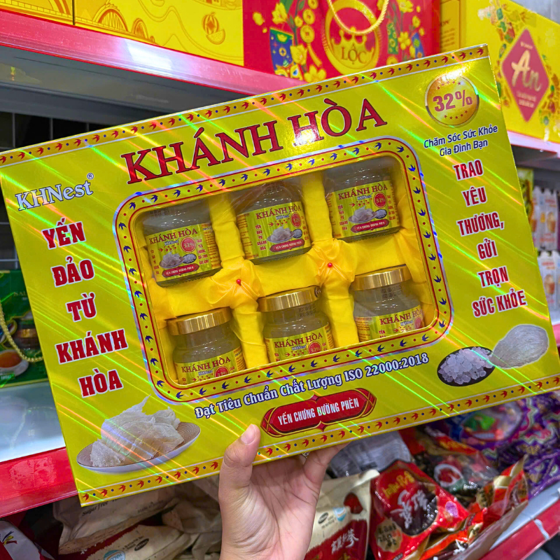 Hộp vàng cửa sổ nhìn rõ 6 hũ bên trong