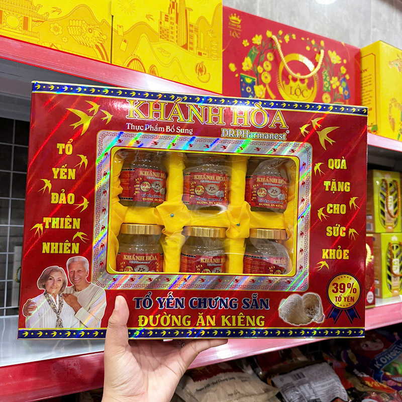 Yến Sào Khánh Hòa Dr Pharmanest Đường Ăn Kiêng Hộp Màu Đỏ 39% - Hộp 6 Hủ Nước Yến – một lựa chọn đáng tham khảo trong Nước ngọt, nước ép, nước suối, nước yến