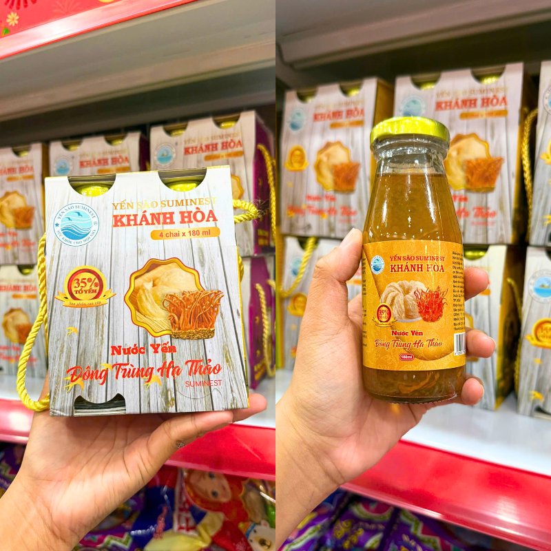 Yến Sào Suminest Khánh Hòa Đông Trùng Hạ Thảo 35% Lốc 4 Chai 180ml – một lựa chọn đáng tham khảo trong yến sào