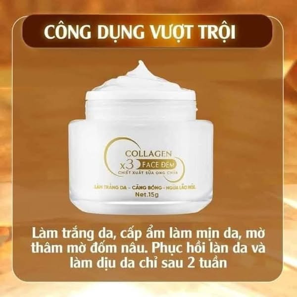 Combo Kem Face Đêm Collagen X3 TN Mỹ Phẩm Đông Anh  cho bạn làn da trắng hồng rạng rỡ