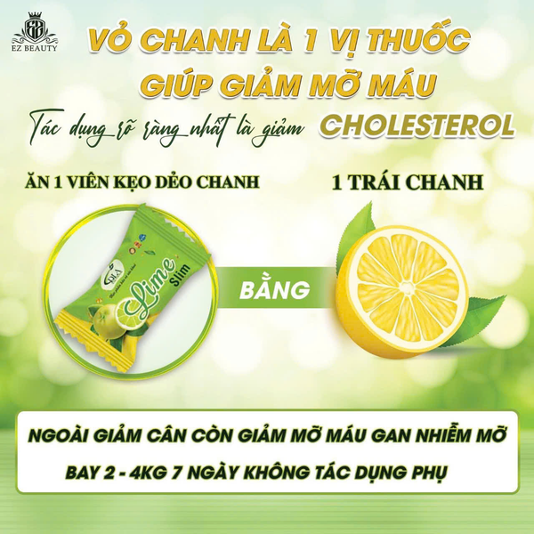 Ăn 1 viên kẹo dẻo chanh tương đương 1 trái chanh tươi.