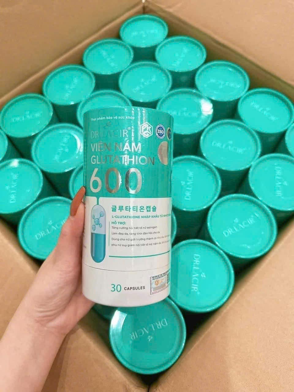 Viên uống trắng da  Glutathione 600 Dr Lacir  giúp ngăn ngừa các dấu hiệu lão hóa như nếp nhăn đốm nâu giúp da luôn tươi trẻ, căng mịn