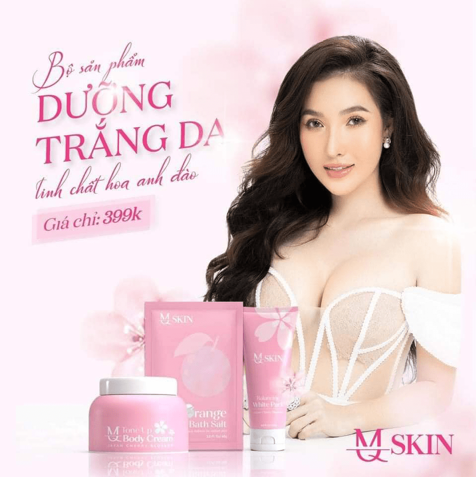 Bộ mỹ phẩm MQ Skin dưỡng trắng body da hoa anh đào chính hãng