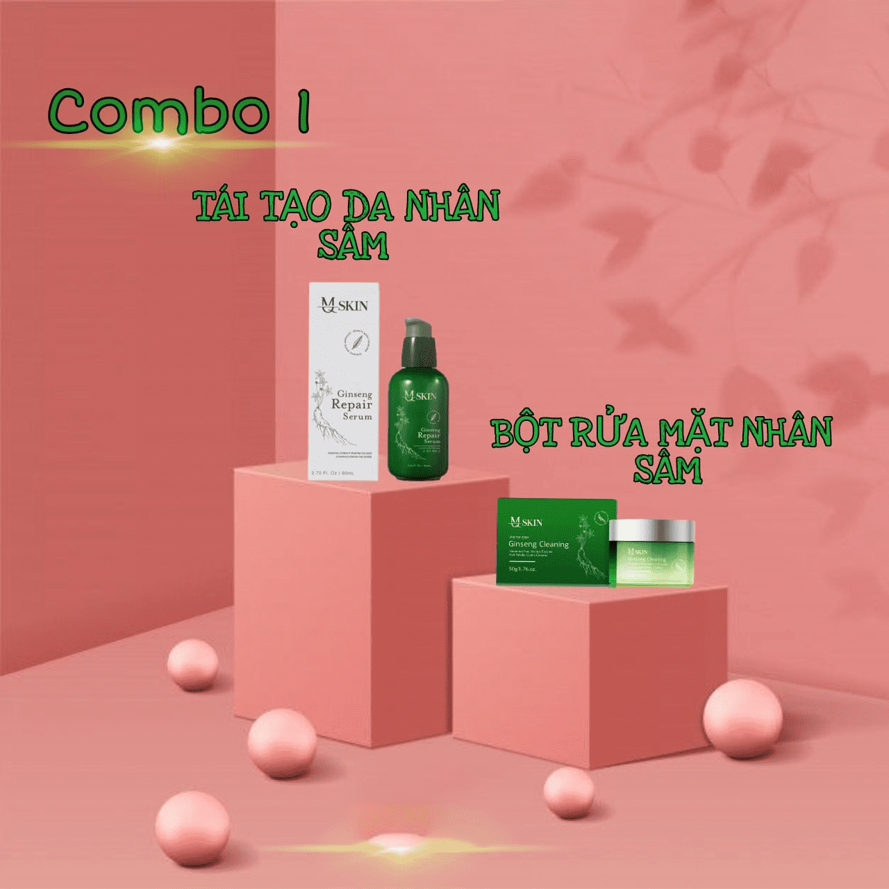 Combo 1 tái tạo da nhân sâm Mq Skin