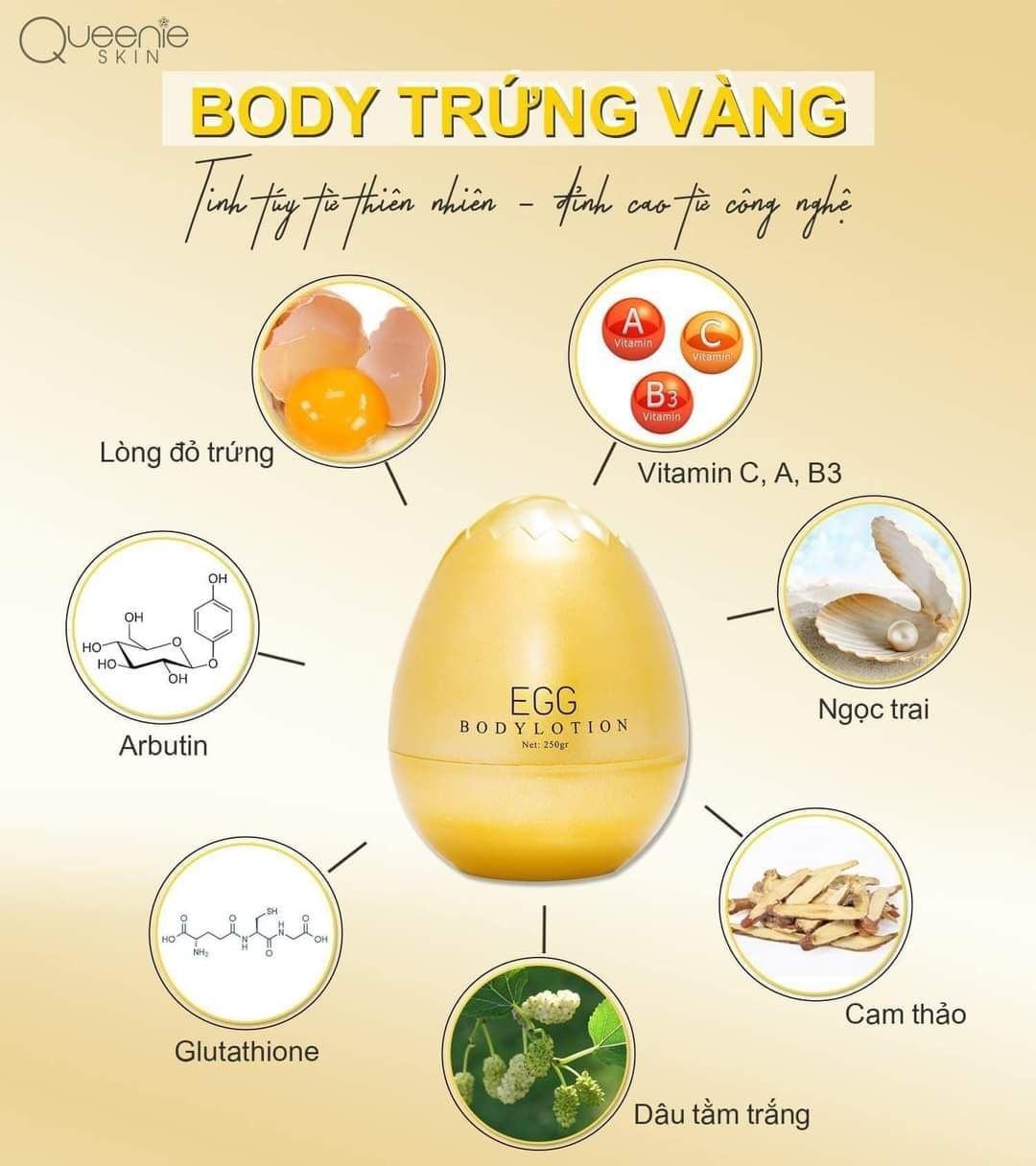 Kem body Trứng Vàng Queenis chính hãng