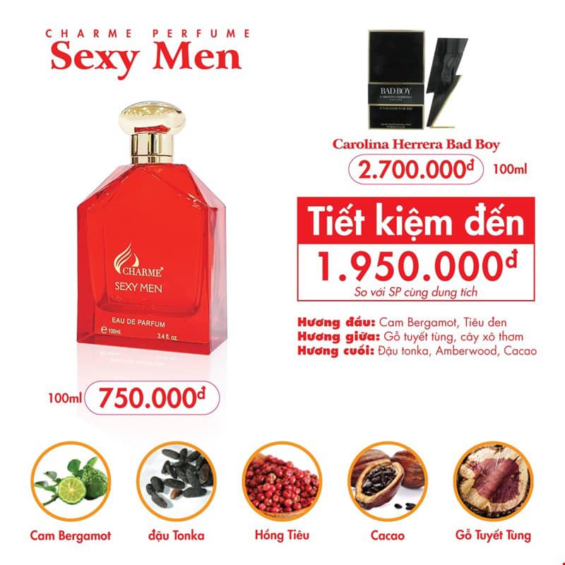 Nước hoa Nam Charme Sexy Men 100ml chính hãng
