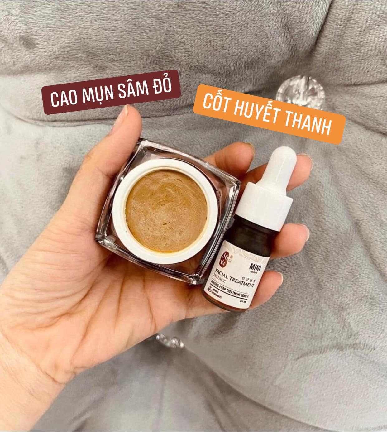 Trời sinh một cặp trị mụn thần thánh cốt huyết thanh và cao sâm mụn đỏ Meea Organic