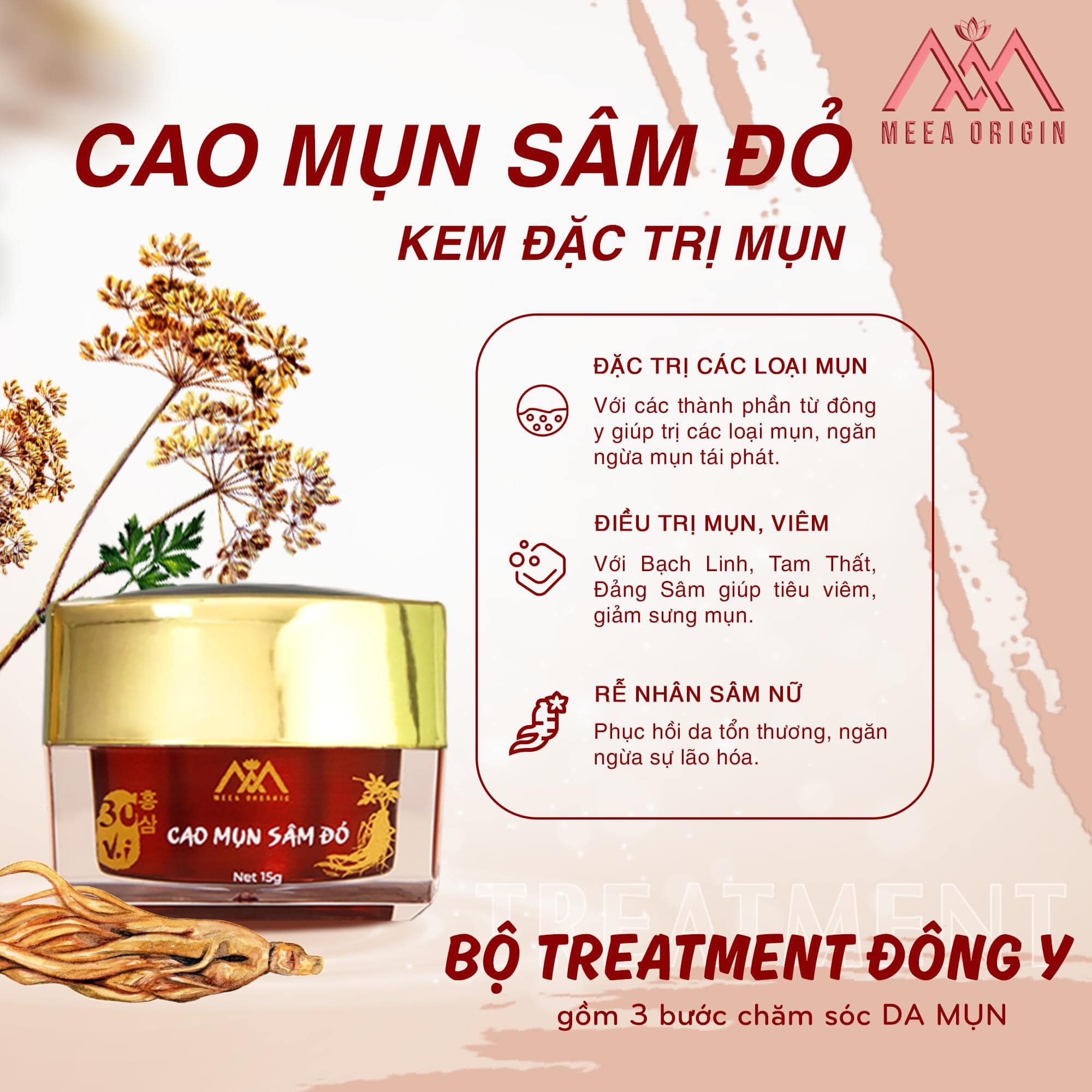 Tim rung rinh vì làng da xinh đặc trị mụn Cao mụn sâm đỏ Meea Organic