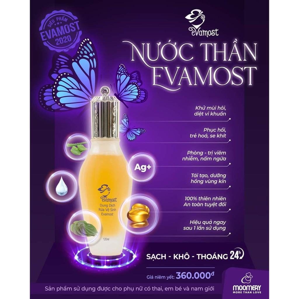 Dung dịch vệ sinh EVAMOST Bùa Yêu gói gọn trong 4 chữ: Sạch, thơm, hồng, khít nha