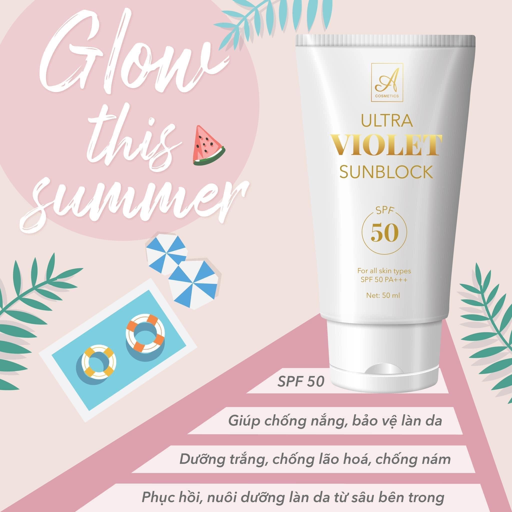 Sản phẩm không thể thiếu hằng ngày của các nàng là đây !! chống nắng Violet Sunblock A COSMETICS