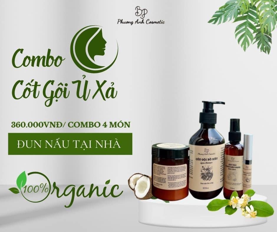 Combo Dầu Gội Cốt Bồ Kế Dầu Xả Bưởi Dừa BP Phương Anh Cosmetic