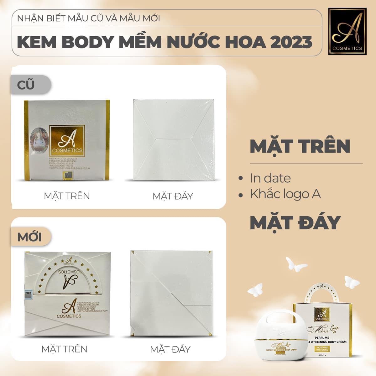 Cách nhận biết mẫu mới Body Mềm 2023 của Acosmetic