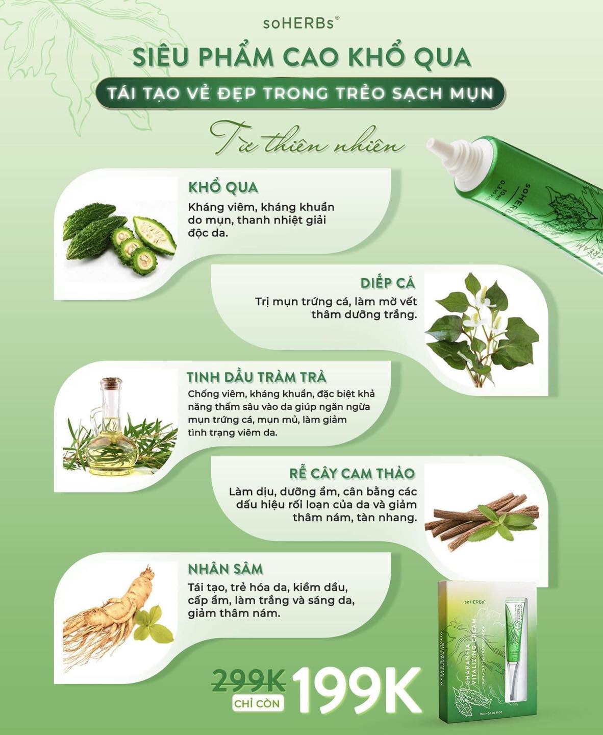 Một sản phẩm trị mụn lành tính hiệu quả cao đứng top hiện nay cao khổ qua trị mụn Soherbs