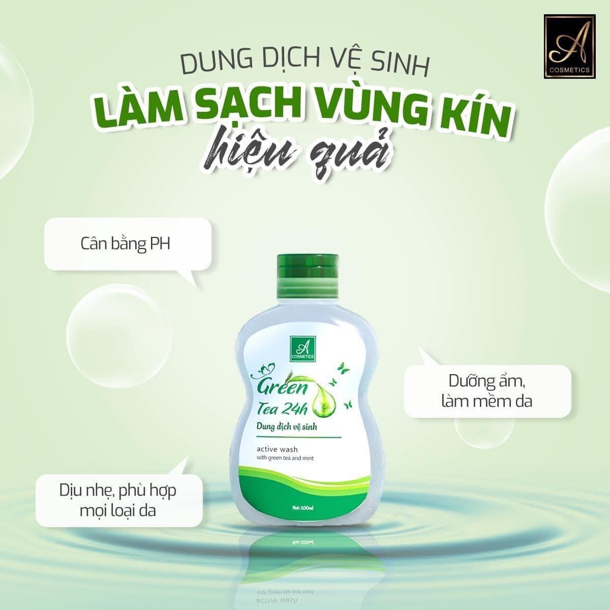 Dung dịch vệ sinh Green Tea 24h nàng tự tin làm điều mình thích hồng tươi mỗi ngày